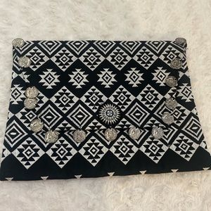 Black embroidery clutch